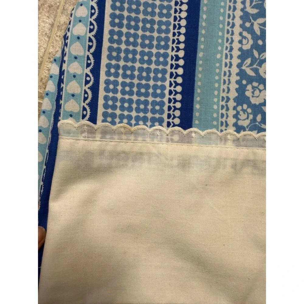 Vintage St Marys Joe Namath Double Flat Sheet Blue Floral Playmaker USA Hearts